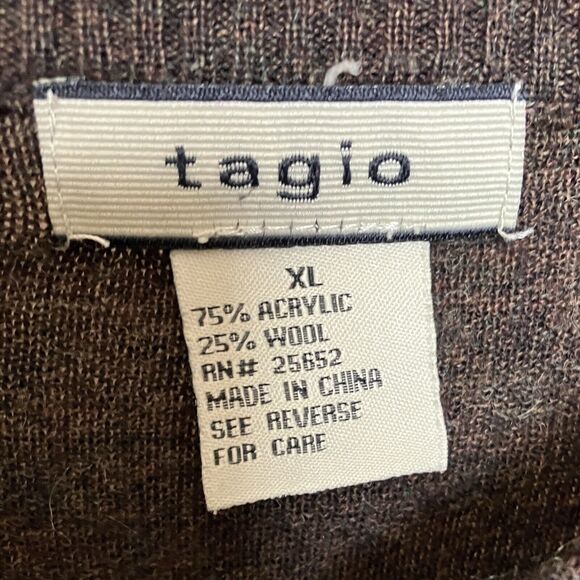 Tagio Sweater Men’s XL Wool Blend Long Sleeve Brown Geometric Block Preppy Dad - Picture 3 of 7